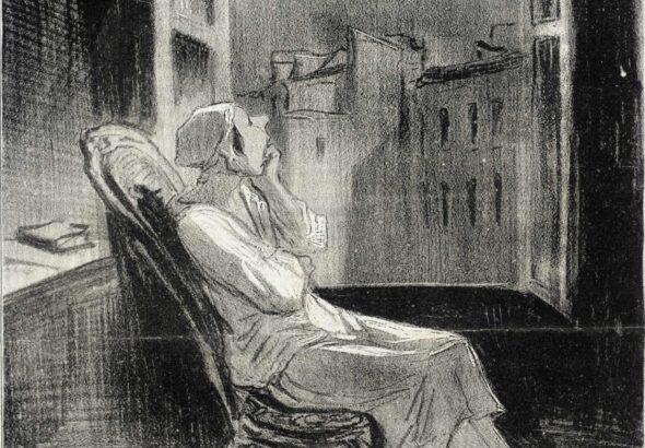 Daumier-Honoré-cartoon-Le-Charivari-O-Lune-Inspire-moi-ce-soir-quelque-petite-pensée-1844-lithograph-LACMA-France